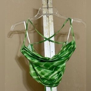 SHEIN GREEN TIE DYE HANDKERCHIEF CROP TOP SZ SMALL